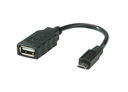 USB Cable, Micro Type B Plug to Type A Receptacle, 150 mm, 5.9 ", USB 2.0, Black