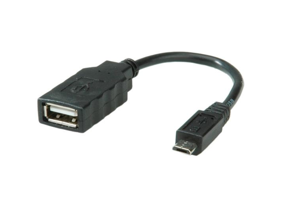 USB Cable, Micro Type B Plug to Type A Receptacle, 150 mm, 5.9 ", USB 2.0, Black